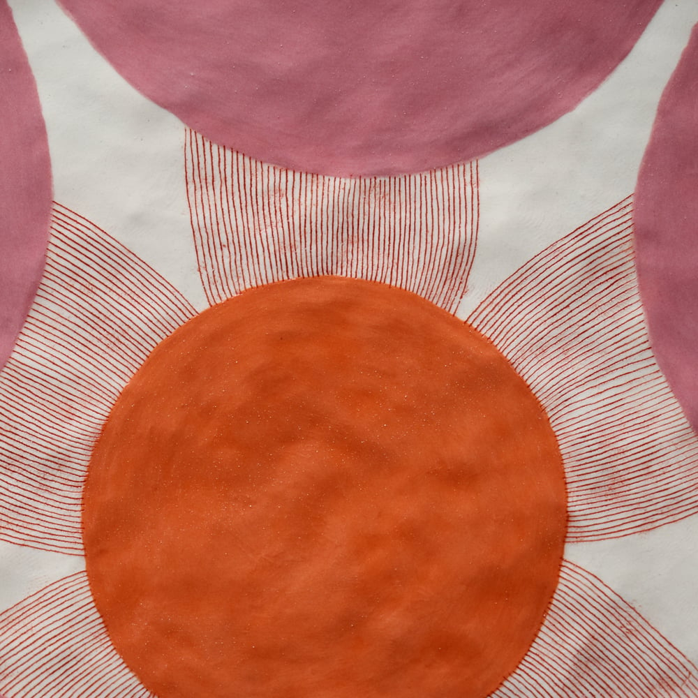 Image of Pink and Orange Flower Plate