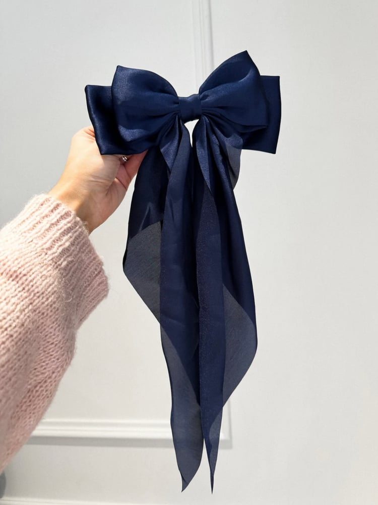 Image of Navy satin bow 