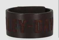 Image 1 of HD Text Deep Brown Leather Cuff