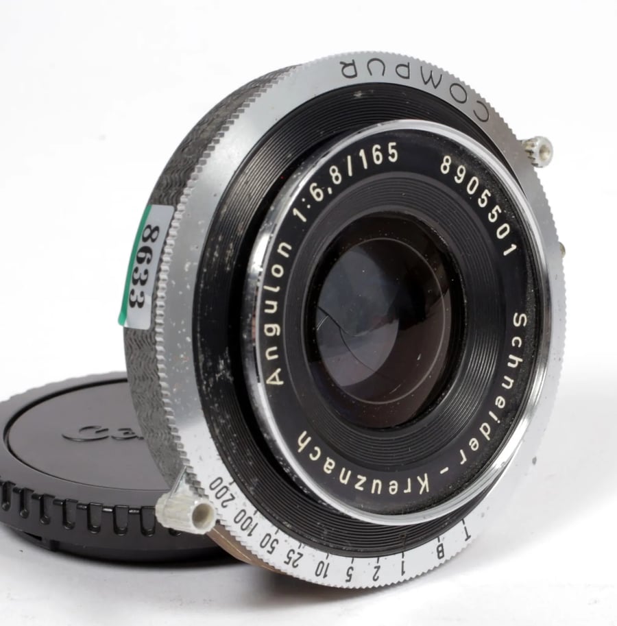 Image of Schneider Angulon 165mm F6.8 in Compur #2 wide angle lens for 8X10 #8633