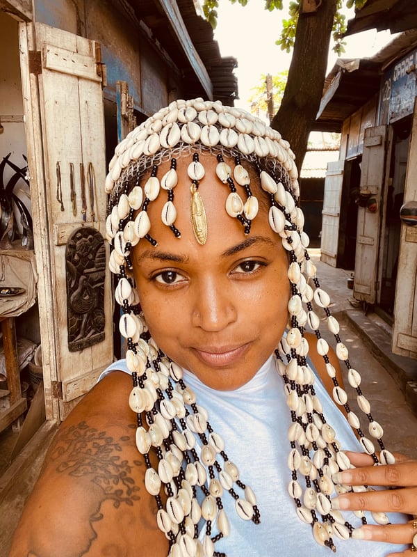 Image of Cowrie Covered Headdress