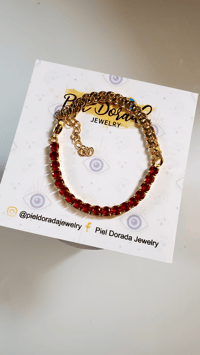 Image 2 of Red Cz Cuban Bracelet