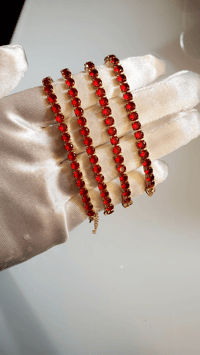 Image 1 of Red Cz Cuban Bracelet