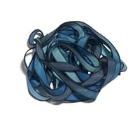 Image 1 of 1PC. DEEP SEA DIVE 42" hand dyed wrist wrap bracelet silk ribbon by COLOR KISSED SILK