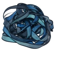 Image 4 of 1PC. DEEP SEA DIVE 42" hand dyed wrist wrap bracelet silk ribbon by COLOR KISSED SILK