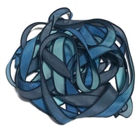 Image 6 of 1PC. DEEP SEA DIVE 42" hand dyed wrist wrap bracelet silk ribbon by COLOR KISSED SILK