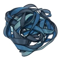 Image 7 of 1PC. DEEP SEA DIVE 42" hand dyed wrist wrap bracelet silk ribbon by COLOR KISSED SILK