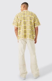 Image 2 of CROCHET KNIT OVERSIZED SHIRT STONE YELLOW