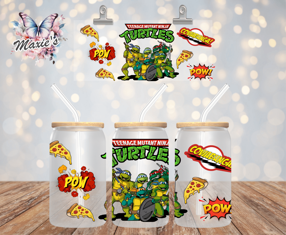 Image of ✨️ Double  - Sided ✨️ Teen Turtles Graphic Design 16oz. UVDTF Cup Wrap 