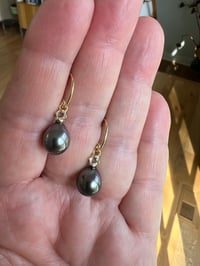 Image 2 of Tahitian Pearl Rose Cut Diamond Earrings