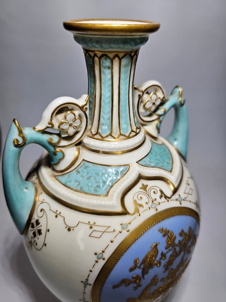 Image of Royal Worcester ‘Persian’ Vase decorated with Gilt Birds