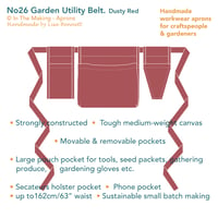 Image 2 of Gardeners Utility Belt Apron - Gathering Pouch - Red Canvas - Gifts for Gardeners