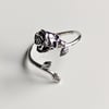 925 Sterling Silver Skull Rose Ring