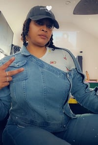 Image 2 of COLD SHOULDER CROP DENIM JACKET
