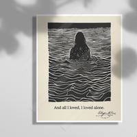 Image 1 of And All I Loved, I Loved Alone - Edgar Allan Poe Inspired Art Print - Edgar Allan Poe Poem "Alone" 