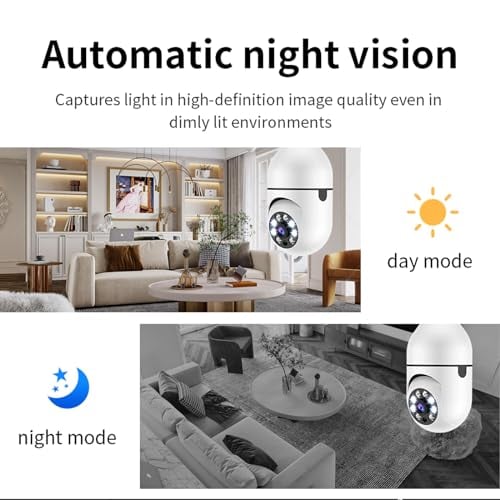 A6 Light Bulb Security Camera 355°Pan 90°Tilt Wifi Outdoor Indoor Light Bulb Camera