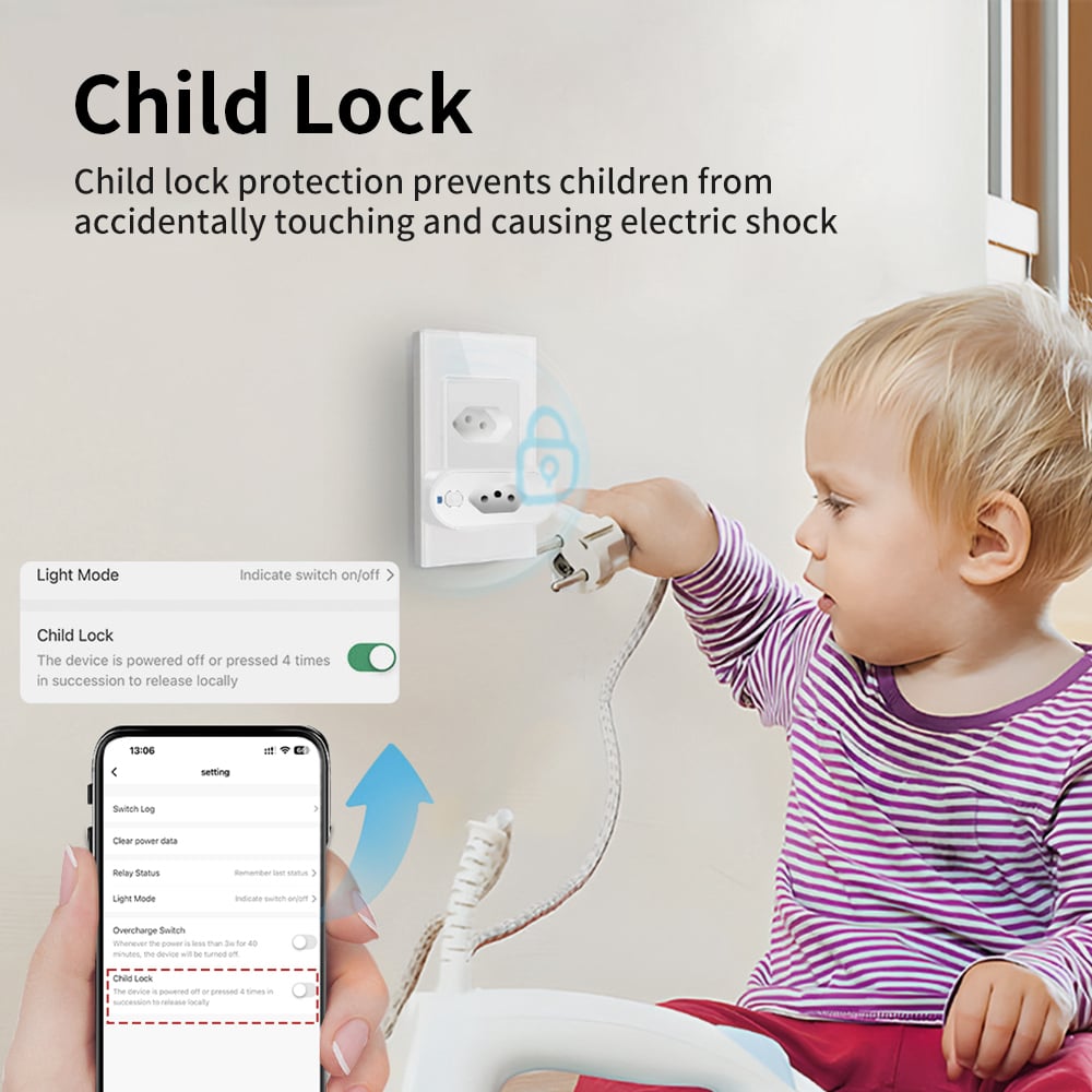 TNCE Tuya MSL Plug 16/20A adapter, WIFI or zigbee socket with Power Monitor, Smart outlet control