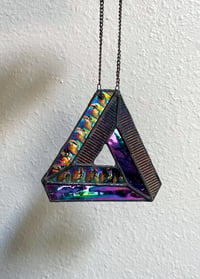 Image 2 of Penrose Triangle Optical Illusion Stained Glass – Iridescent Black