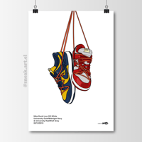 Image 1 of Sneaker Poster Dunk Low x Off-White “University Red” and “University Gold”