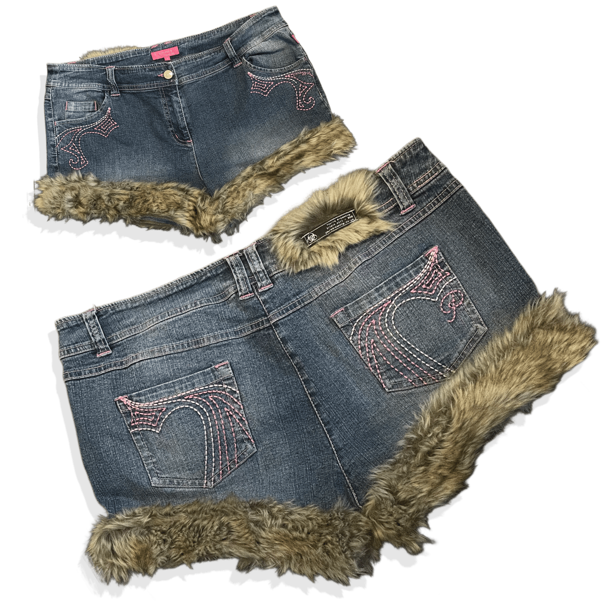 Image of 16. 1/1 FAUX FUR CUSTOM 302 SHORTS