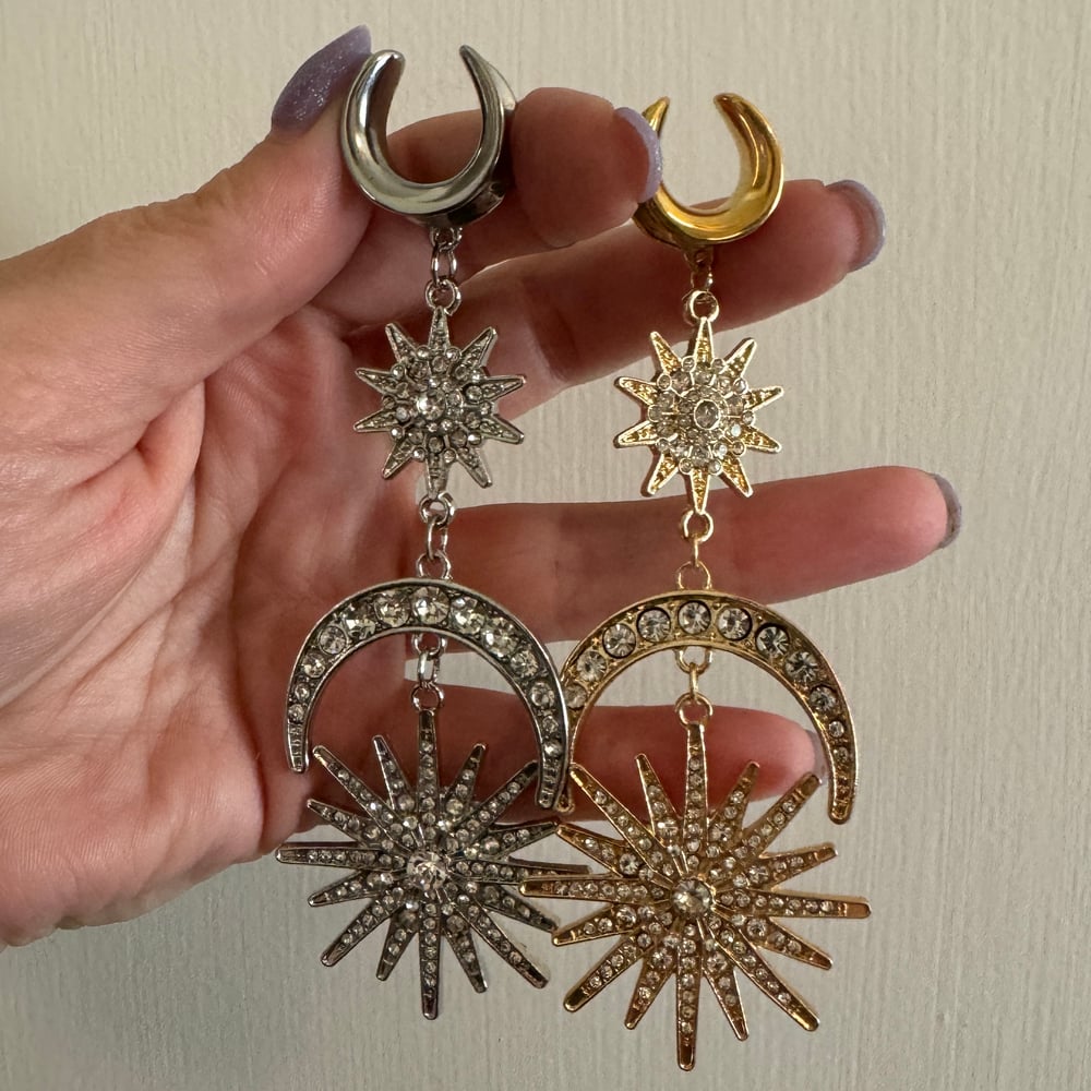 Image of Diamond Sun/Moon Saddle Dangles (sizes 2g-1 1/2)