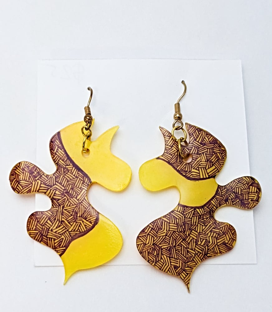 Image of Yellow & Purple Crosshatch Earrings