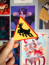 Image 1 of Cryptid Deer Warning Embroidered Patch