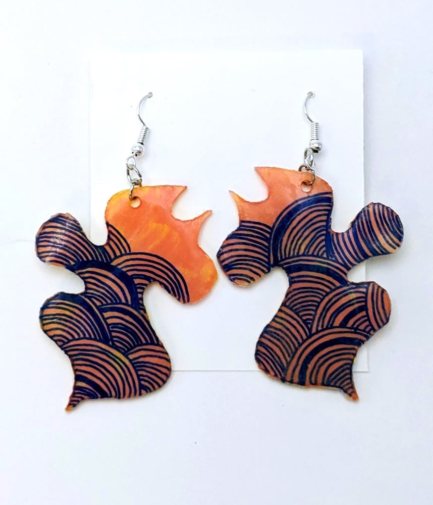 Image of Orange & Blue Wave Earrings