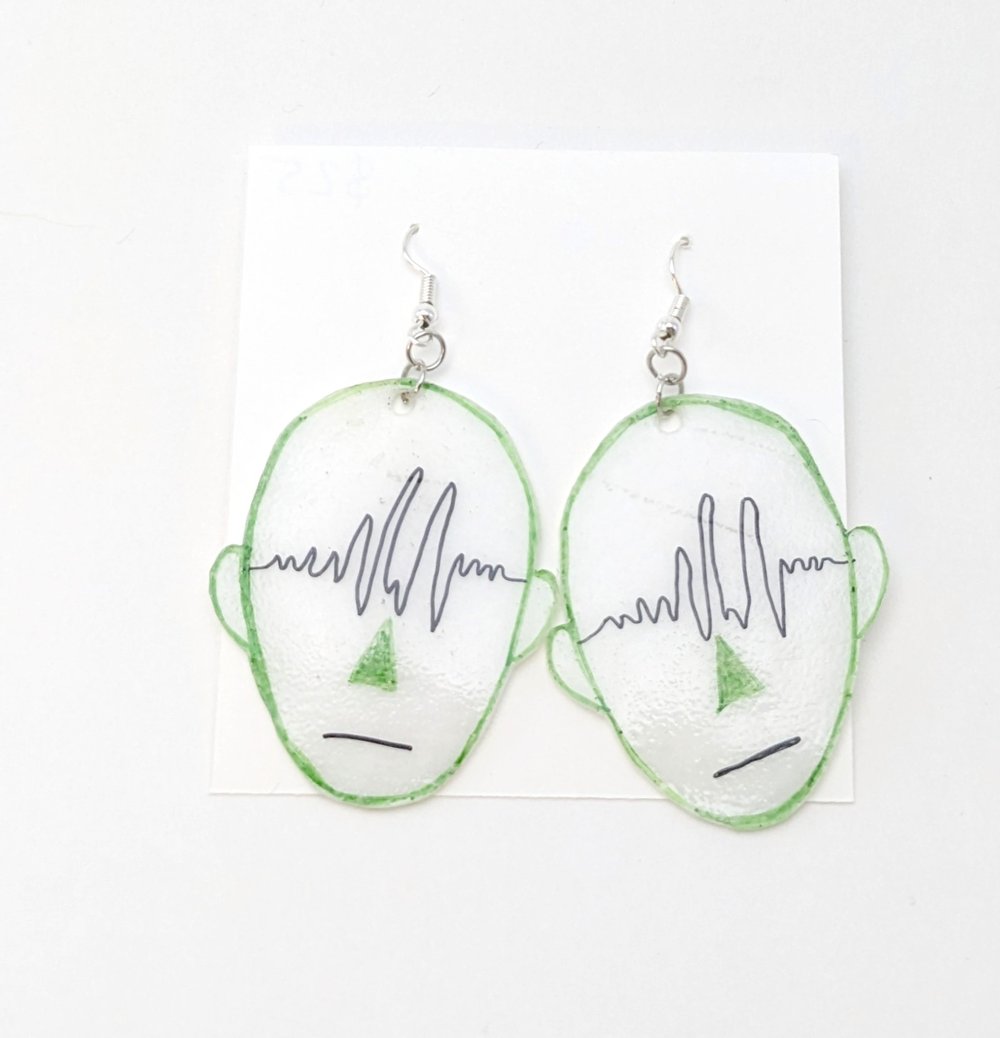 Image of Green Heart Beat Earrings