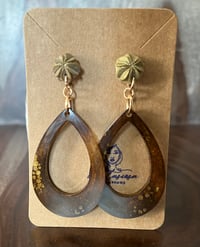 Image 1 of tortoise shell patterned, light weight, resin dropped earrings (2 design options)