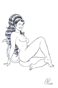 Image 1 of SITTING SMILING DEVIL GIRL Original sketch