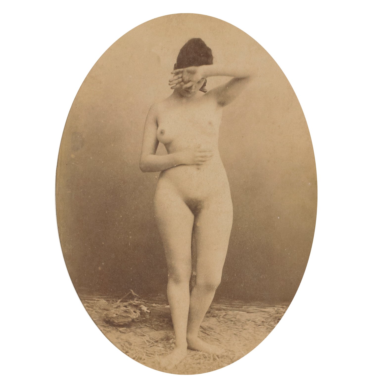 Image of Anonymous: female nude posing like Phryné, ca. 1865