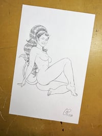 Image 2 of SITTING SMILING DEVIL GIRL Original sketch