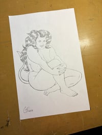 Image 2 of SEATED CHUBBY DEVIL GIRL Original sketch