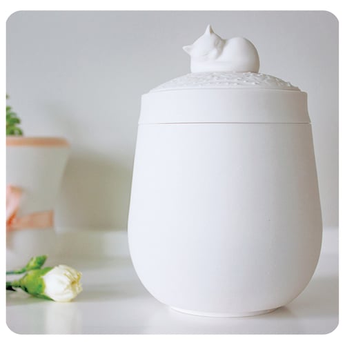 Image of Modern White Cat Urn, The Darling Ivory Signature Design
