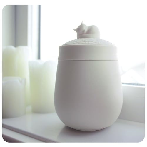 Image of Modern White Cat Urn, The Darling Ivory Signature Design