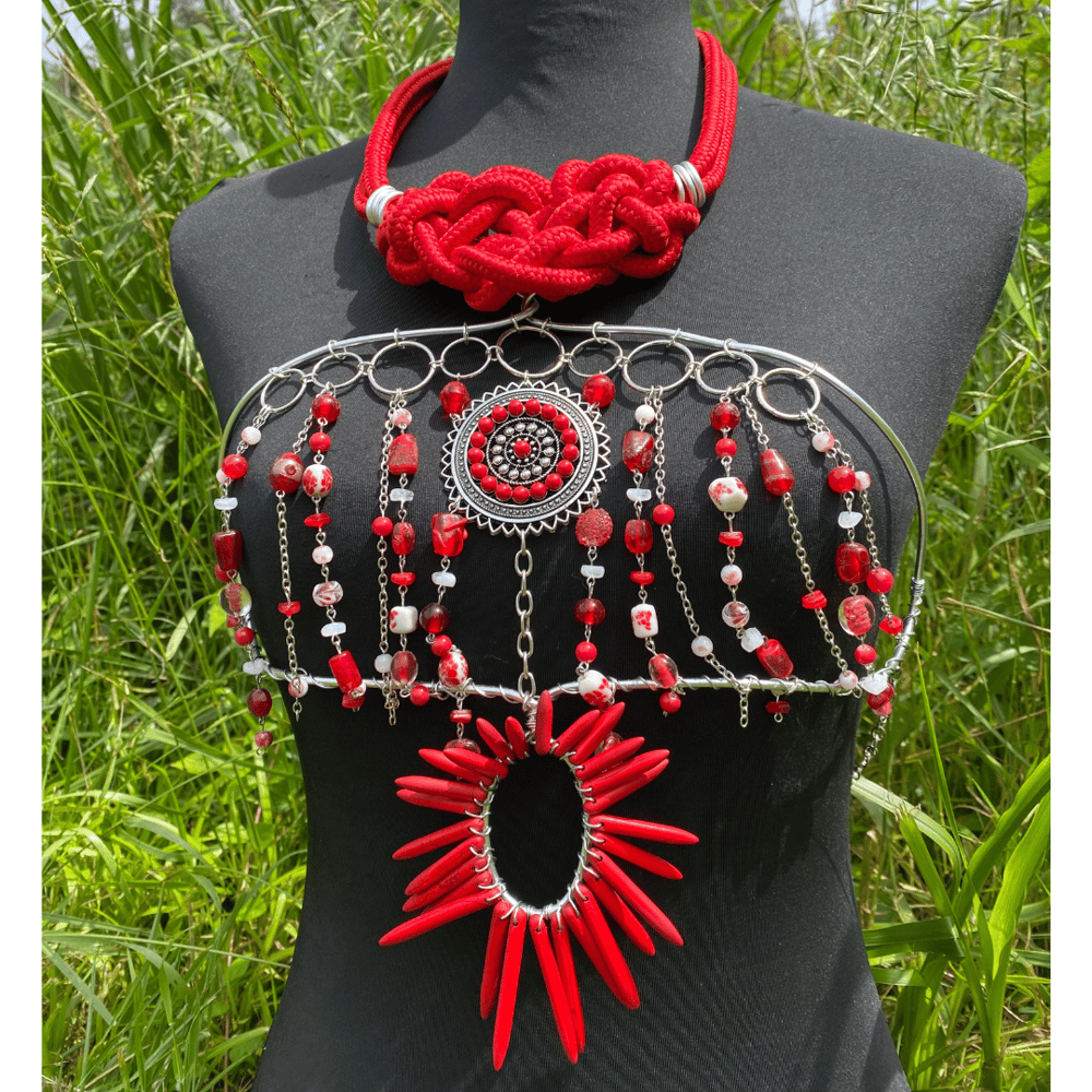 Red Aura Burst Wire Wrapped top