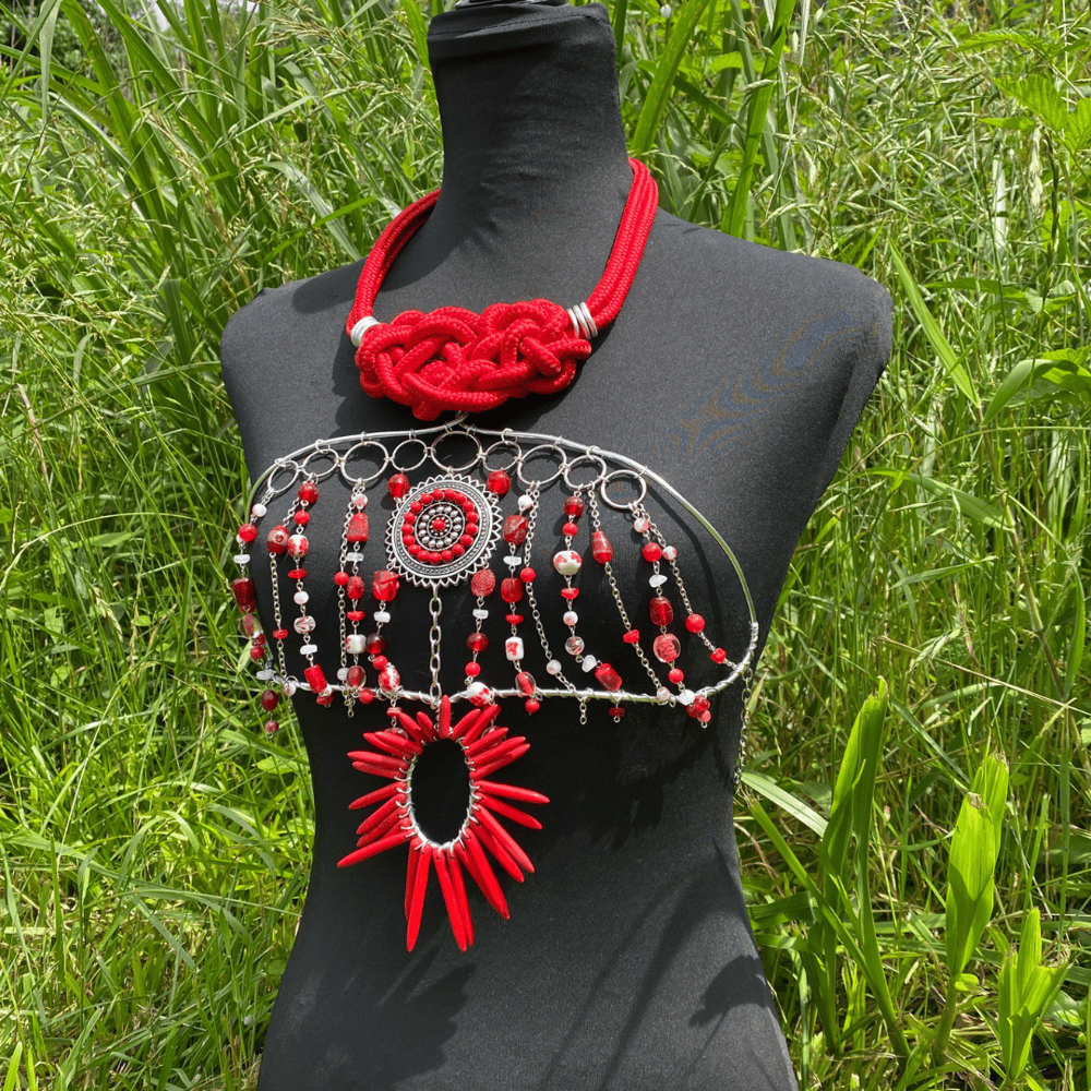 Red Aura Burst Wire Wrapped top