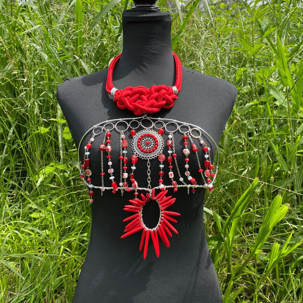 Red Aura Burst Wire Wrapped top