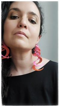 Image 3 of CURLS earrings - PinkOrangeFluo