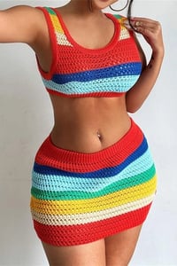 Image 1 of CROCHET RAINBOW TANK & SKIRT SET 