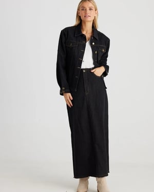 Image of Macey Skirt. Black Wash Denim. By Talisman the Label