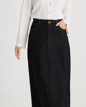 Image of Macey Skirt. Black Wash Denim. By Talisman the Label