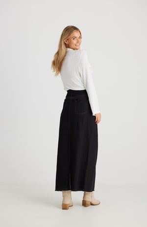 Image of Macey Skirt. Black Wash Denim. By Talisman the Label