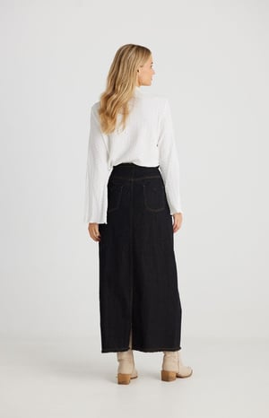 Image of Macey Skirt. Black Wash Denim. By Talisman the Label 