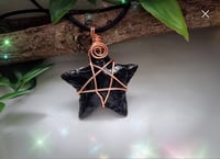 Image 1 of Obsidian Star copper pendant