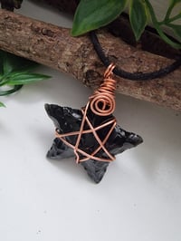 Image 3 of Obsidian Star copper pendant