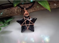 Image 2 of Obsidian Star copper pendant