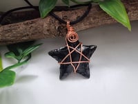 Image 4 of Obsidian Star copper pendant
