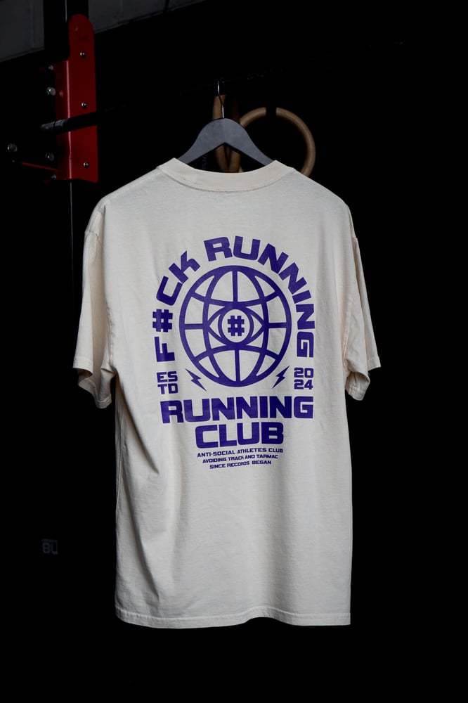 Image of F#CK RUNNING RUNNING CLUB/ECRU FADED TEE